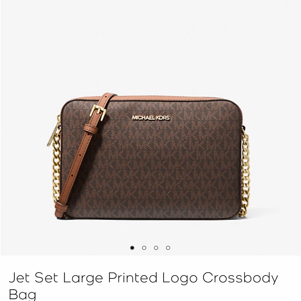 Michael Kors Brown Messenger Bag with Gold Chain